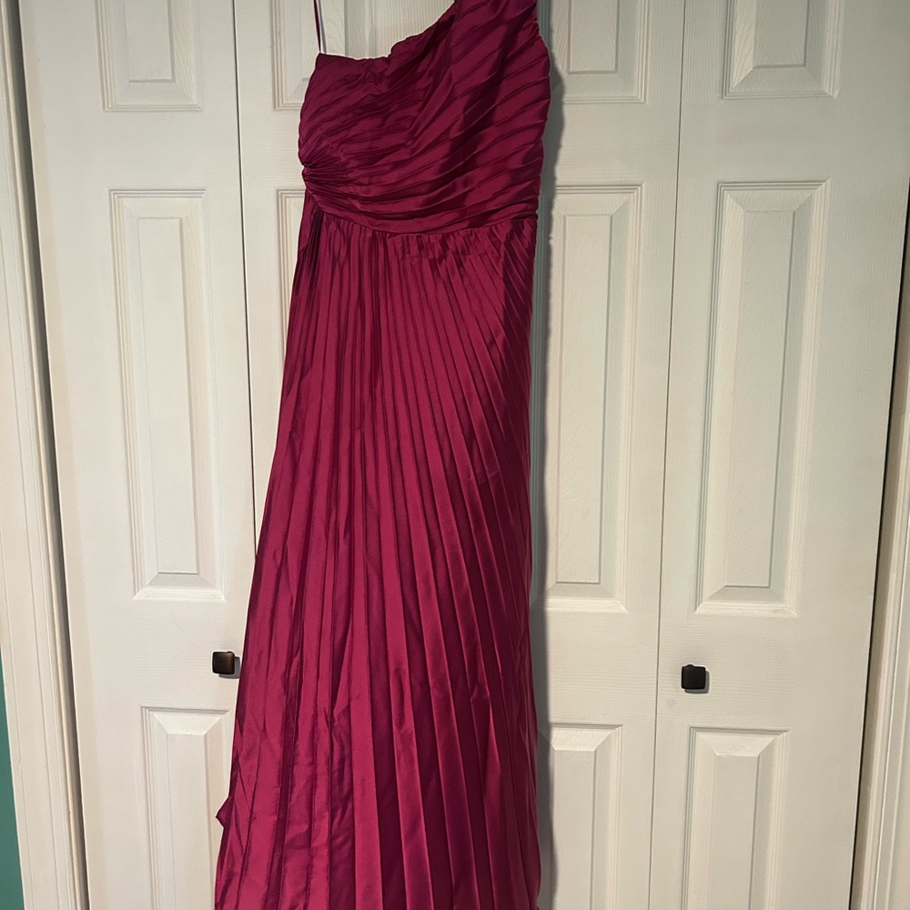 Abercrombie Satin One Shoulder Pleated Dress